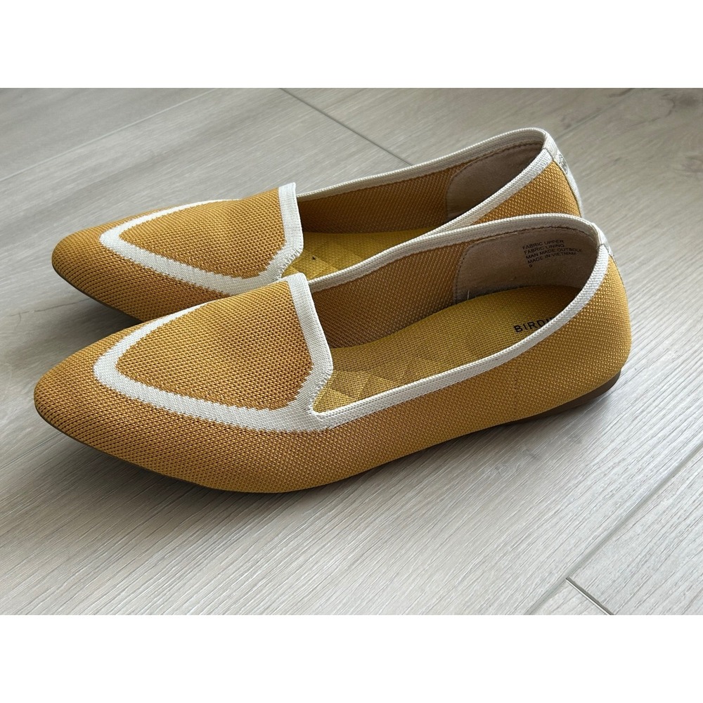 Birdies Mustard Yellow slip on flats 9 Comfort Pointed toe blackbird balletcore - Picture 5 of 10
